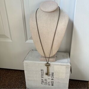 Suddenly Darling brass tone key lanyard charm long necklace hardware fancy